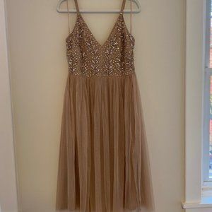 Maya Deluxe Mauve Beaded Midi Dress